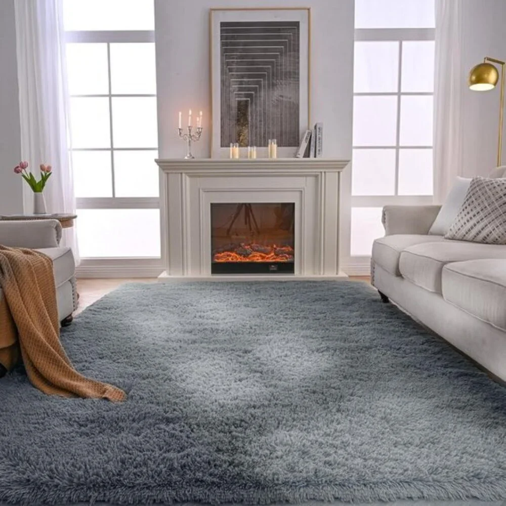 New 5x7 Grey Shag Rug, Soft Plush Fuzzy Carpet for Home, Room & Nursery